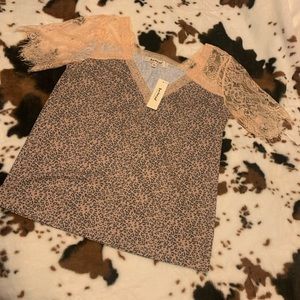 Leopard lace top new with tags Three Bird Nest